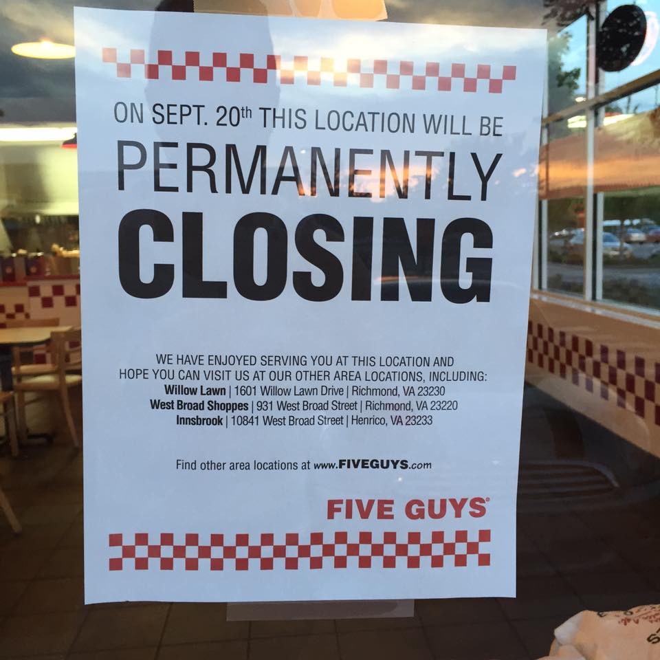 Are All Five Guys Closing? 