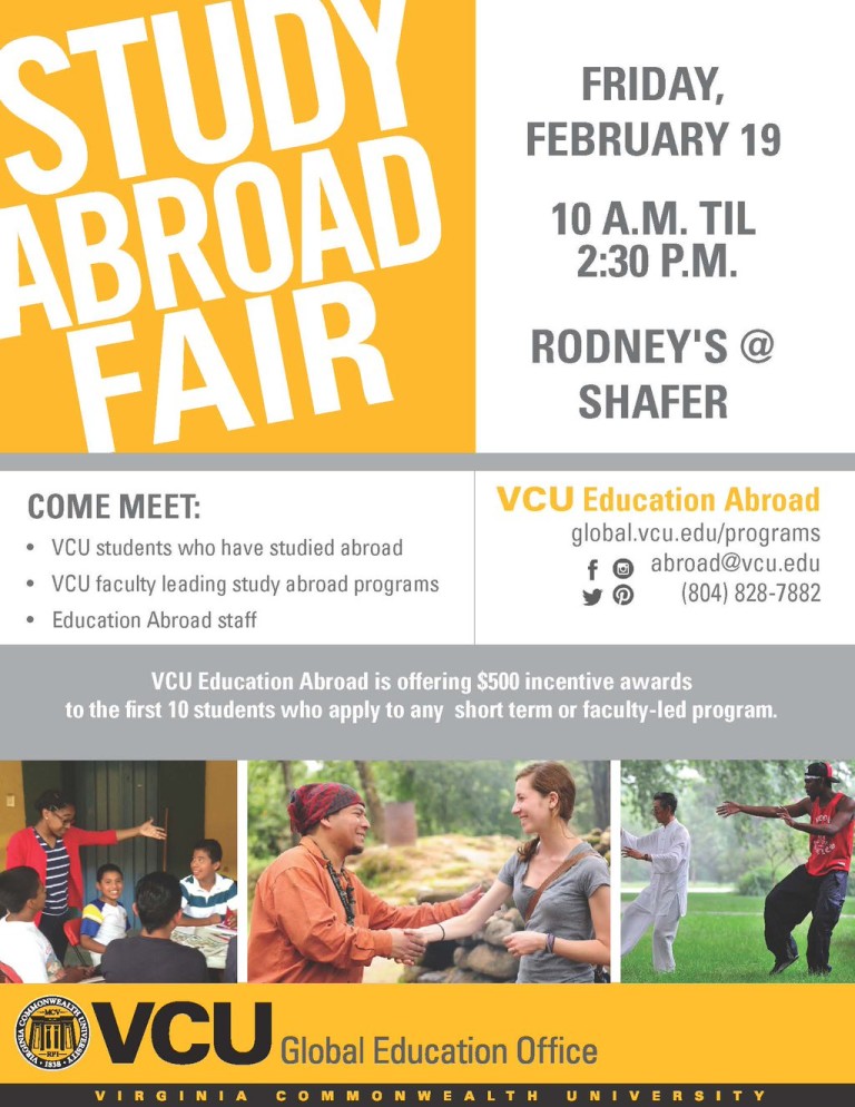 Study Abroad Fair for VCU students on Friday