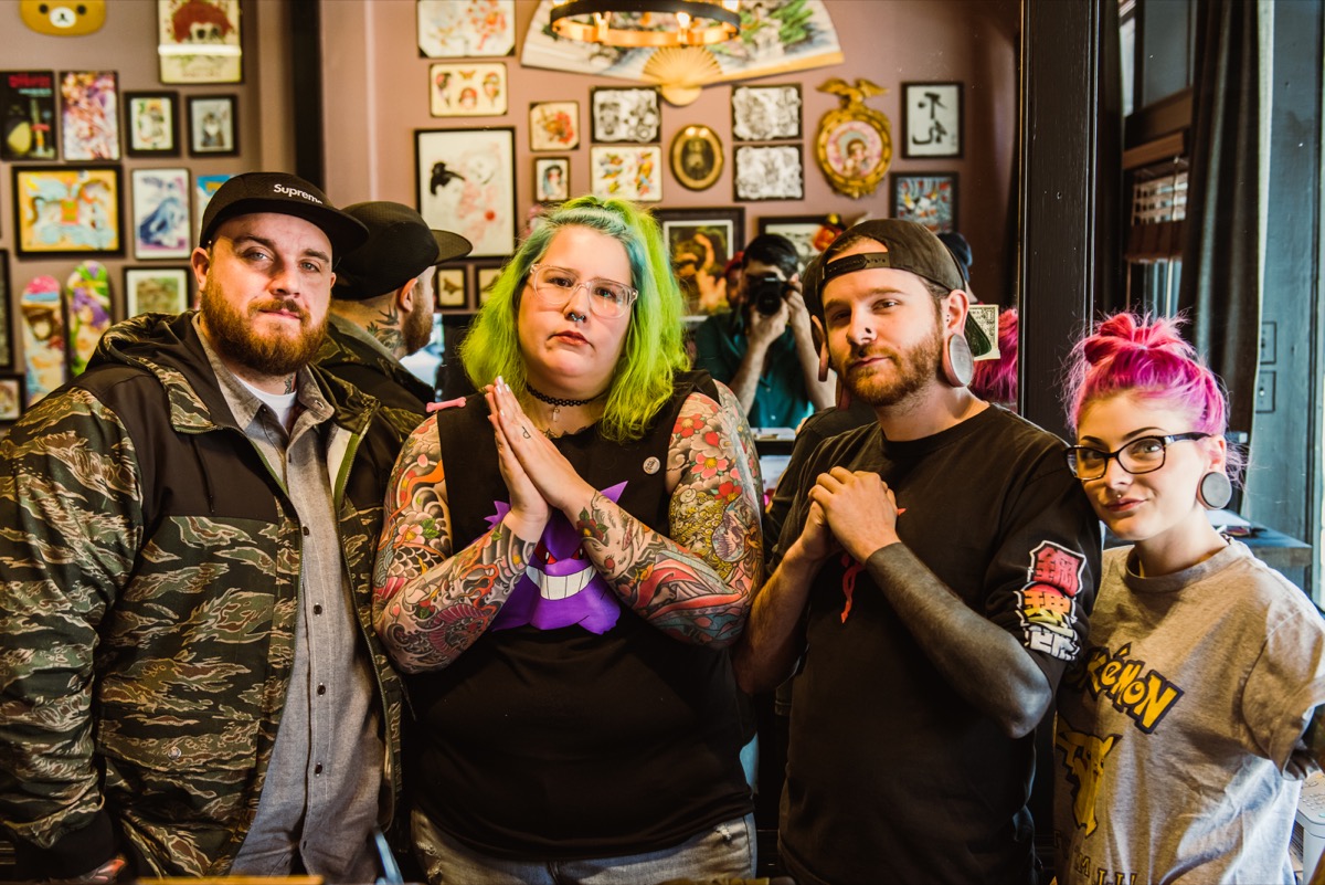 Black Rabbit Tattoo Team From the Left, Ryan Wall, Jenny Rinthalukay, Nick Moore, Jenna Yenik.