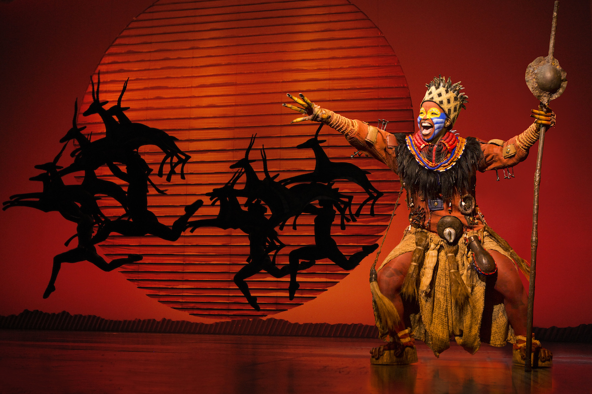 Mukelisiwe Goba as "Rafiki" in The Lion King North American Tour. Copyright Disney. Photo by Matthew Murphy. 