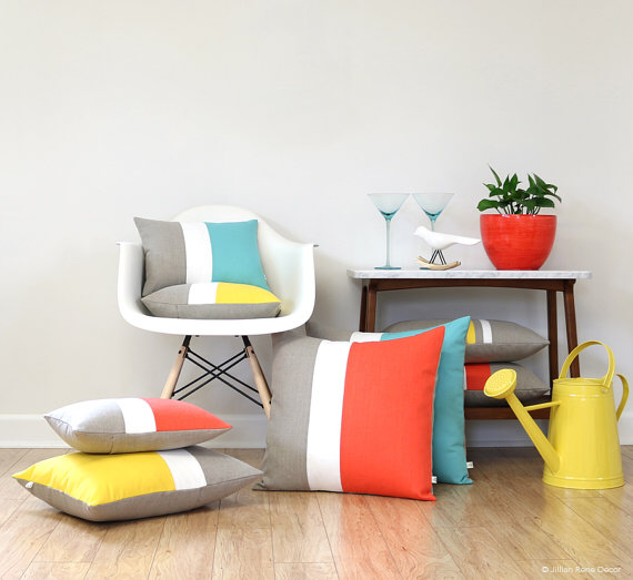 Spring colorblock pillow covers $65 - $120